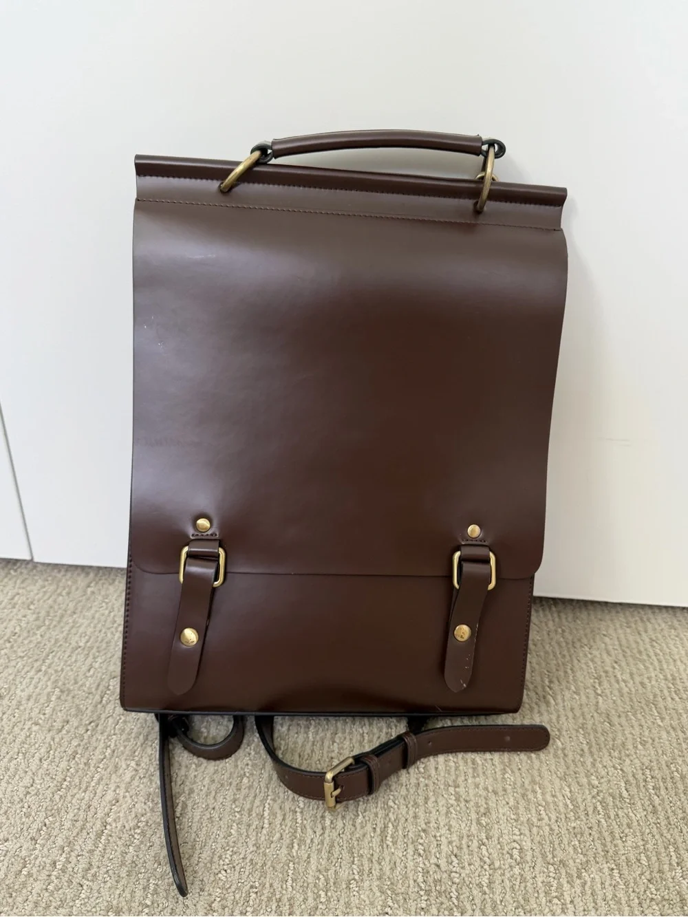 Women’s Classic Leather Backpack Satchel - Brown